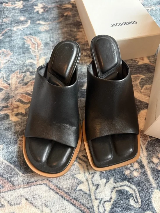 JACQUEMUS - 80mm Les Mules Ronde Leather Mules 37 Like New - Picture 9 of 16